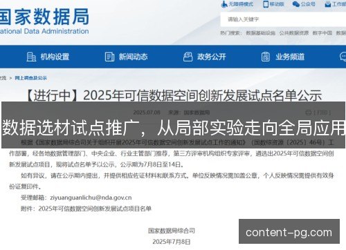 数据选材试点推广，从局部实验走向全局应用